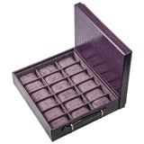 18-Slot Watch Tray Storage in Purple PU Leather