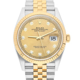 Rolex Datejust 36 126233-0017 Champagne Diamond Dial Two-Tone Jubilee Watch