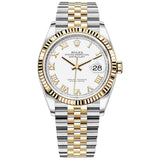 Rolex Datejust 36 Reference 126233-0029 Stainless Steel and Yellow Gold with White Roman Dial