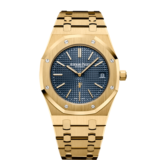 Audemars Piguet Royal Oak "Jumbo" Extra-Thin 15202BA.OO.1240BA.01 39mm Yellow Gold Blue Dial