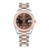 Rolex Ladies Datejust 31mm Reference 178341-0010 Chocolate Dial Diamond Bezel Stainless Steel and 18kt Rose Gold