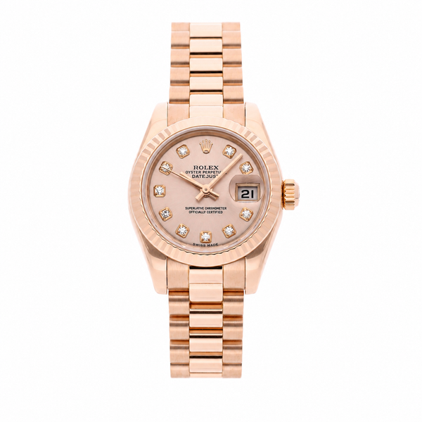 Rolex Lady-Datejust 179175F 26mm Everose Gold Fluted Bezel Pink Diamond Dial
