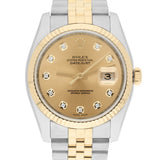 Rolex Datejust 36 116233 Champagne Diamond Dial Two-Tone Jubilee Bracelet Watch