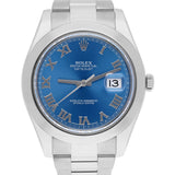 Rolex Datejust II 116300-0004 41mm Stainless Steel Blue Roman Dial Oyster Bracelet