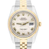 Rolex Datejust 36 Two-Tone 116233 Ivory Pyramid Roman Dial Jubilee Bracelet