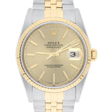 Rolex Datejust 36 Two-Tone Champagne Dial Jubilee Bracelet Ref. 16233 Circa 1995