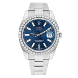 Rolex Datejust 41 116334 Stainless Steel Blue Index Dial Custom Diamond Bezel