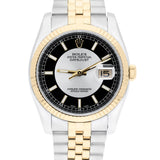 Rolex Datejust 36 Reference 116233 Stainless Steel and Yellow Gold Jubilee Tuxedo Index Dial