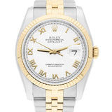 Rolex Datejust 36 116233-0149 White Roman Numeral Dial Two-Tone Jubilee Bracelet Watch