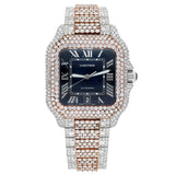 Cartier Santos de Cartier WSSA0018 Custom Diamond Iced Out Stainless Steel and Rose Gold 40mm