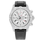 Breitling Super Avenger A13370 White Dial Stainless Steel Custom Diamond Bezel Watch