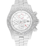 Breitling Super Avenger A13370 48mm Stainless Steel Chronograph White Dial Diamond Bezel