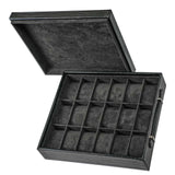 Watch Storage Box Tray 18 Slots Black PU Leather