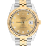 Rolex Datejust 41 126333-0012 Two-Tone Fluted Bezel Champagne Diamond Dial Jubilee Bracelet