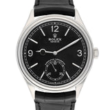 Rolex 1908 52509-0002 White Gold Black Dial Alligator Leather Strap Watch 39mm