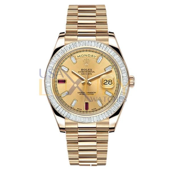 Rolex Day-Date II 218398BR 41mm Yellow Gold President Diamond Bezel Champagne Dial