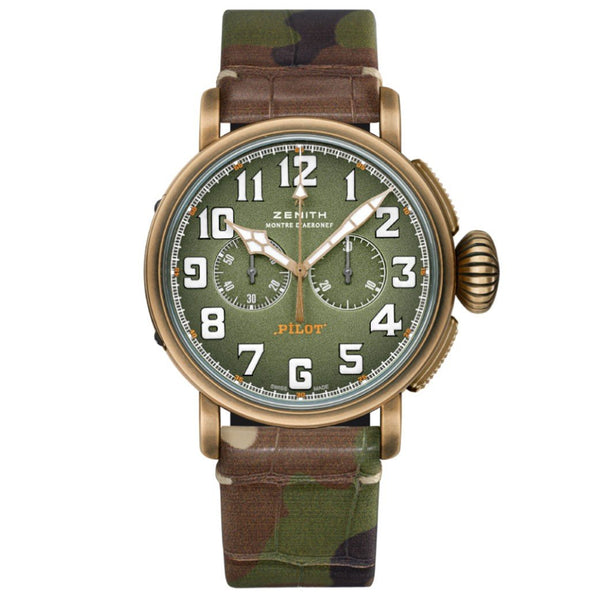 Zenith Pilot Type 20 Chronograph 29.2430.4069/63.I002 Bronze 45mm Green Dial