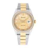 Rolex Datejust 36 126283RBR Champagne Dial with Factory Diamond Bezel