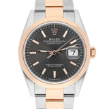Rolex Datejust 36 126201-0014 Rose Gold and Steel Dark Rhodium Dial Domed Bezel Oyster Bracelet