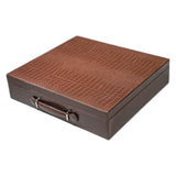 Large 24-Watch Storage Tray with Cover in Chocolate PU Leather