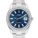 Rolex Datejust 41 116334 Stainless Steel Blue Index Dial Custom Diamond Bezel