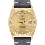 Rolex Day-Date 18238 36mm 18K Yellow Gold Fluted Bezel Champagne Diamond Dial