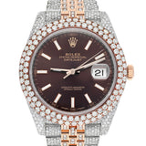 Rolex Datejust 41 126331 Rose Gold and Stainless Steel Diamond-Set Brown Dial Watch