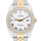 Rolex Datejust 36 116233 Two-Tone Diamond Bezel White Roman Dial Jubilee Bracelet