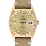 Rolex Day-Date 36 18238 18K Yellow Gold Fluted Bezel Champagne Diamond Dial