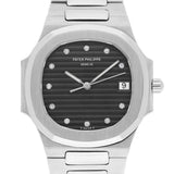 Patek Philippe Nautilus 3900/1 33mm Black Diamond Dial Stainless Steel Quartz Watch with Box and Papers