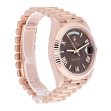 Rolex Day-Date 40 228235-0002 Chocolate Dial Fluted Bezel 18k Rose Gold