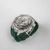 Audemars Piguet Royal Oak Offshore Chronograph 26170ST with Aftermarket Diamond Dial, Diamond Case, and Green Rubber Strap