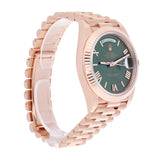 Rolex Day-Date 40 228235-0025 Rose Gold Green Dial Fluted Bezel President Bracelet