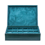18-Piece Green PU Leather Watch Box and Display Tray with Removable Top