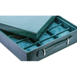 18-Piece Green PU Leather Watch Box and Display Tray with Removable Top