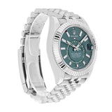 Rolex Sky-Dweller 336934 42mm Green Dial Fluted Bezel Stainless Steel Jubilee Bracelet Watch