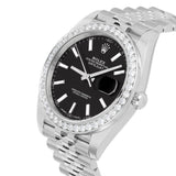 Rolex Datejust 41 Black Index Dial Diamond Bezel Jubilee Bracelet Steel Watch 126300