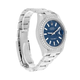 Rolex Datejust 41 116334 Stainless Steel Blue Index Dial Custom Diamond Bezel