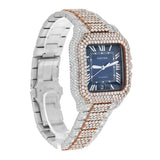 Cartier Santos de Cartier WSSA0018 Custom Diamond Iced Out Stainless Steel and Rose Gold 40mm