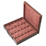 Large 24-Watch Storage Tray with Cover in Chocolate PU Leather