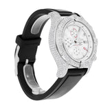 Breitling Super Avenger A13370 White Dial Stainless Steel Custom Diamond Bezel Watch
