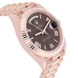 Rolex Day-Date 40 228235-0002 Chocolate Dial Fluted Bezel 18k Rose Gold