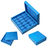 18-Piece Bright Blue PU Leather Watch Storage Box and Tray