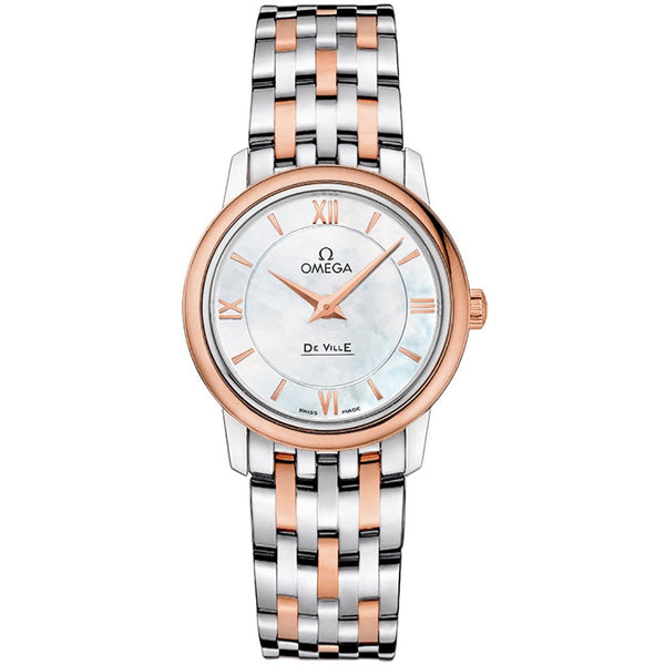 Omega De Ville Prestige 424.20.27.60.05.002 27.4mm Two-Tone Mother-of-Pearl