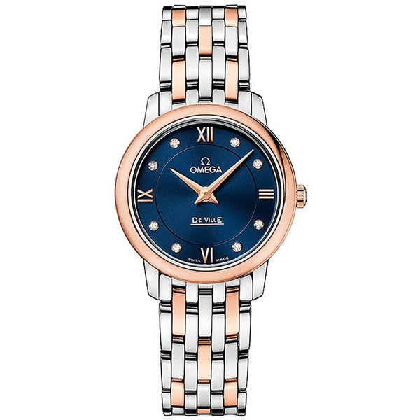 Omega De Ville Prestige 424.20.27.60.53.001 in Stainless Steel and Rose Gold with Blue Dial
