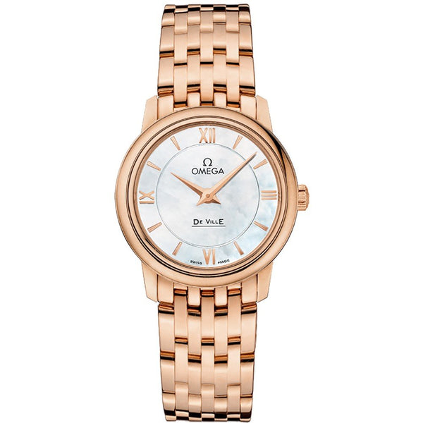 Omega De Ville Prestige 424.50.27.60.05.002 in 18kt Rose Gold with Mother-of-Pearl Dial