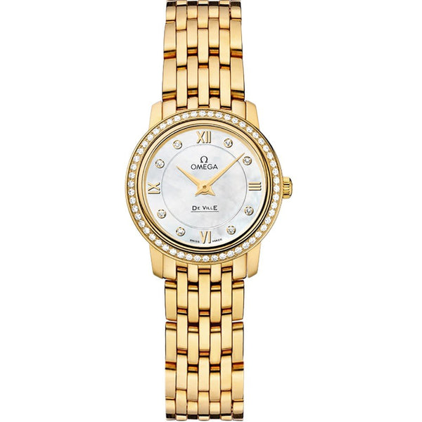 Omega De Ville Prestige 424.55.24.60.55.001 in 18kt Yellow Gold with Mother-of-Pearl Dial