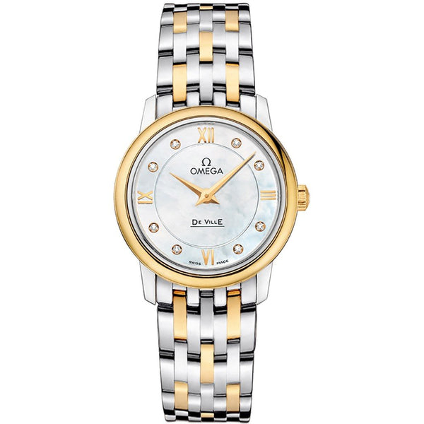 Omega De Ville Prestige 424.20.27.60.55.001 27.4mm Two-Tone Mother-of-Pearl