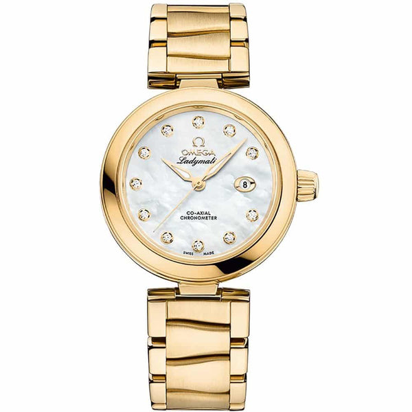 Omega De Ville Ladymatic 425.60.34.20.55.003 34mm 18kt Yellow Gold Mother-of-Pearl Dial
