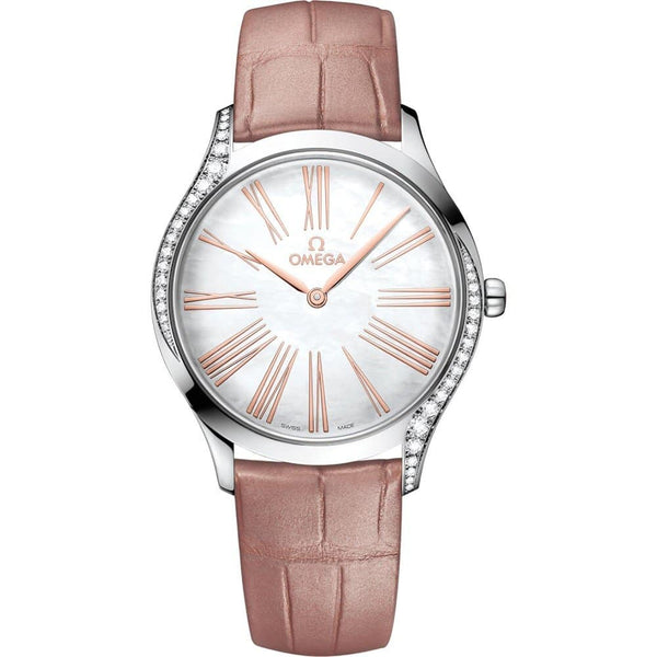 Omega De Ville Trésor Quartz 36mm Mother-of-Pearl Diamond Bezel Watch 428.18.36.60.05.002